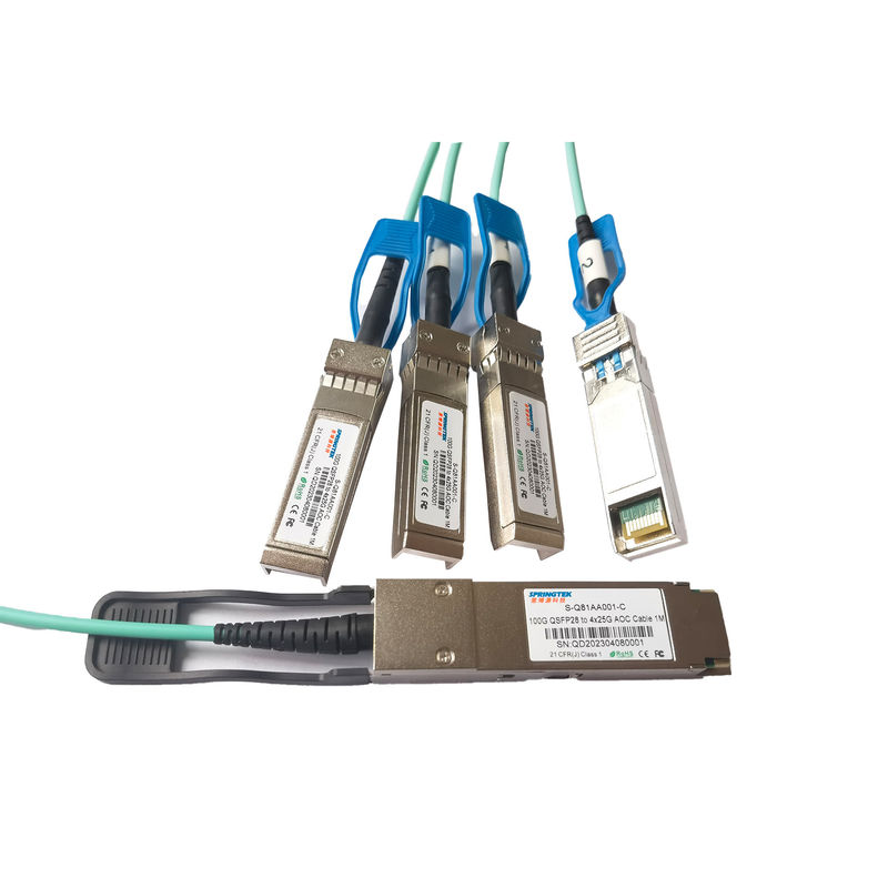 1m (3ft) S-Q81AA001-C 1M совместимое 100G QSFP28 к оптическому кабелю проламывания 4x25G SFP28 активному